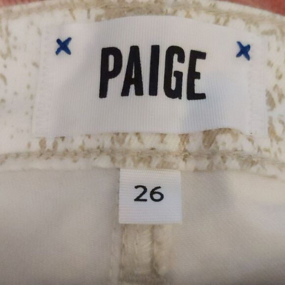 Paige Hoxton Ankle jeans, in Sonoran Snake print, cream & tan, sz 26 - Picture 4 of 9